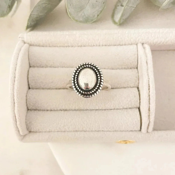 925 Sterling Silver Vintage Ring Thumb Ring Pinky Ring Oval Geometric Open Ring - Picture 4 of 9